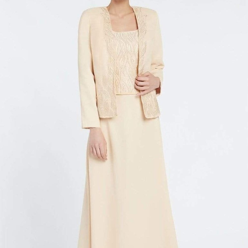 Nwt Alyce Paris 29953 Chiffon Mother Of The Bride Dress Cream Size 6